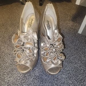 Light gold/chamagne sparkly  ankle bootie heels